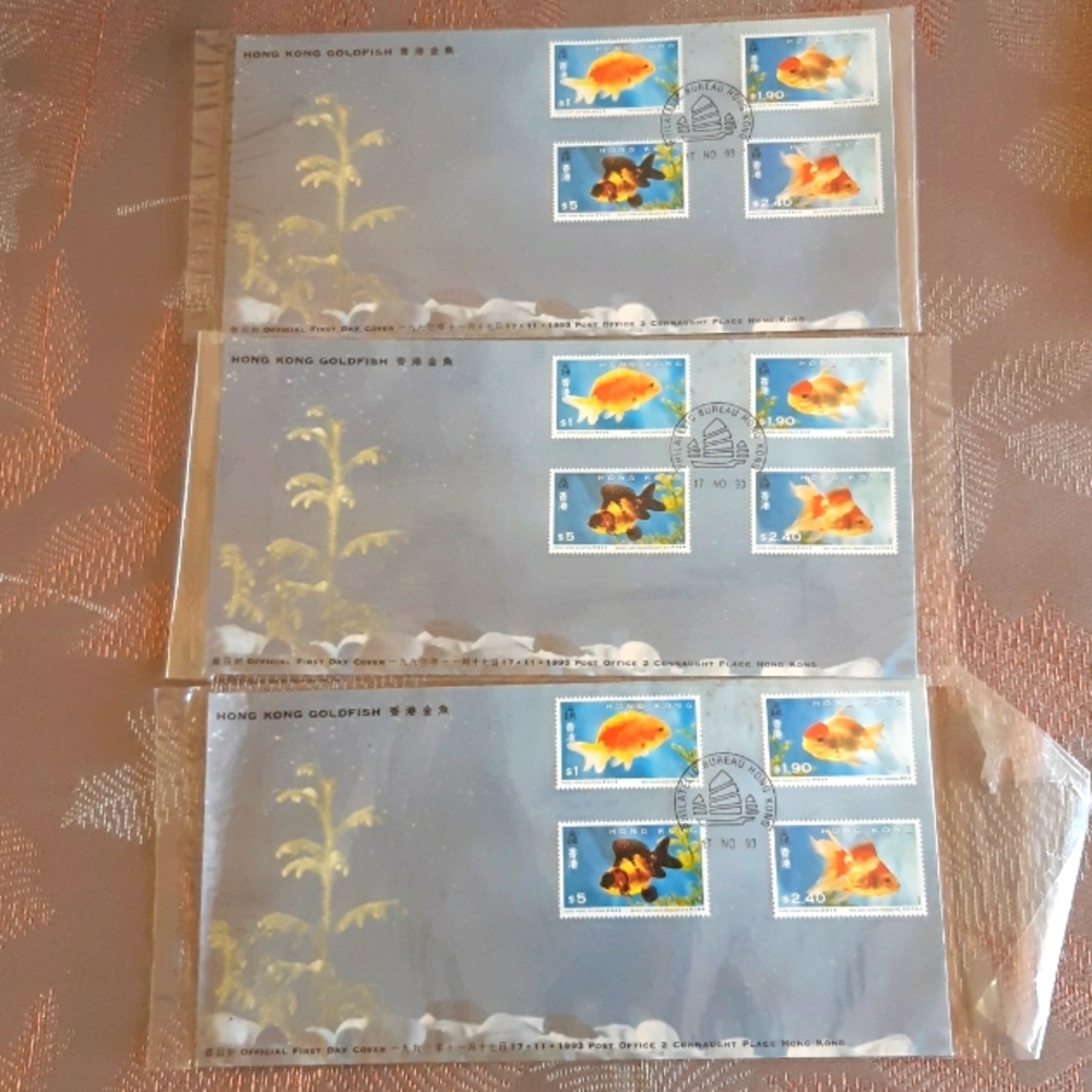 1993 Hong Kong First Day Cover Goldfish stamps